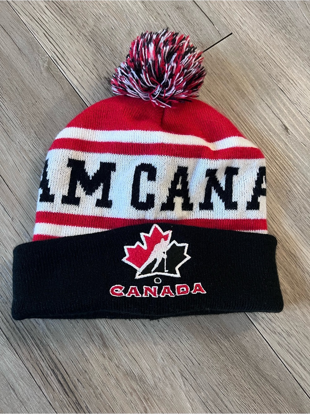 Canada Pom-Pom Knit Beanie for Kids - Red, Black & White
